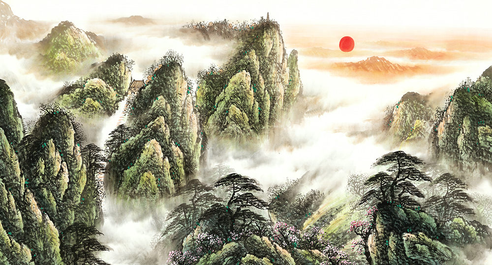 徐不奇-近现代山水画《山水》150X60cm
